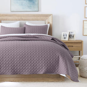 HORIMOTE HOME quilt queen size grayish purple bedspread for breathable summer comfort