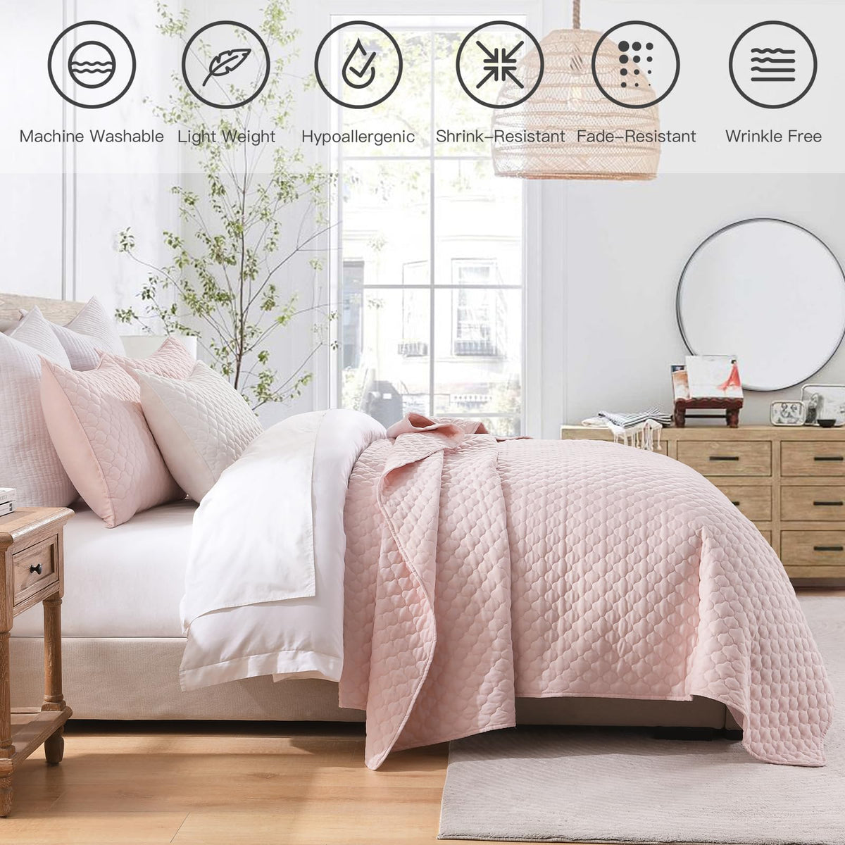 Horimote Home quilt queen on bed demonstrates elegant drape