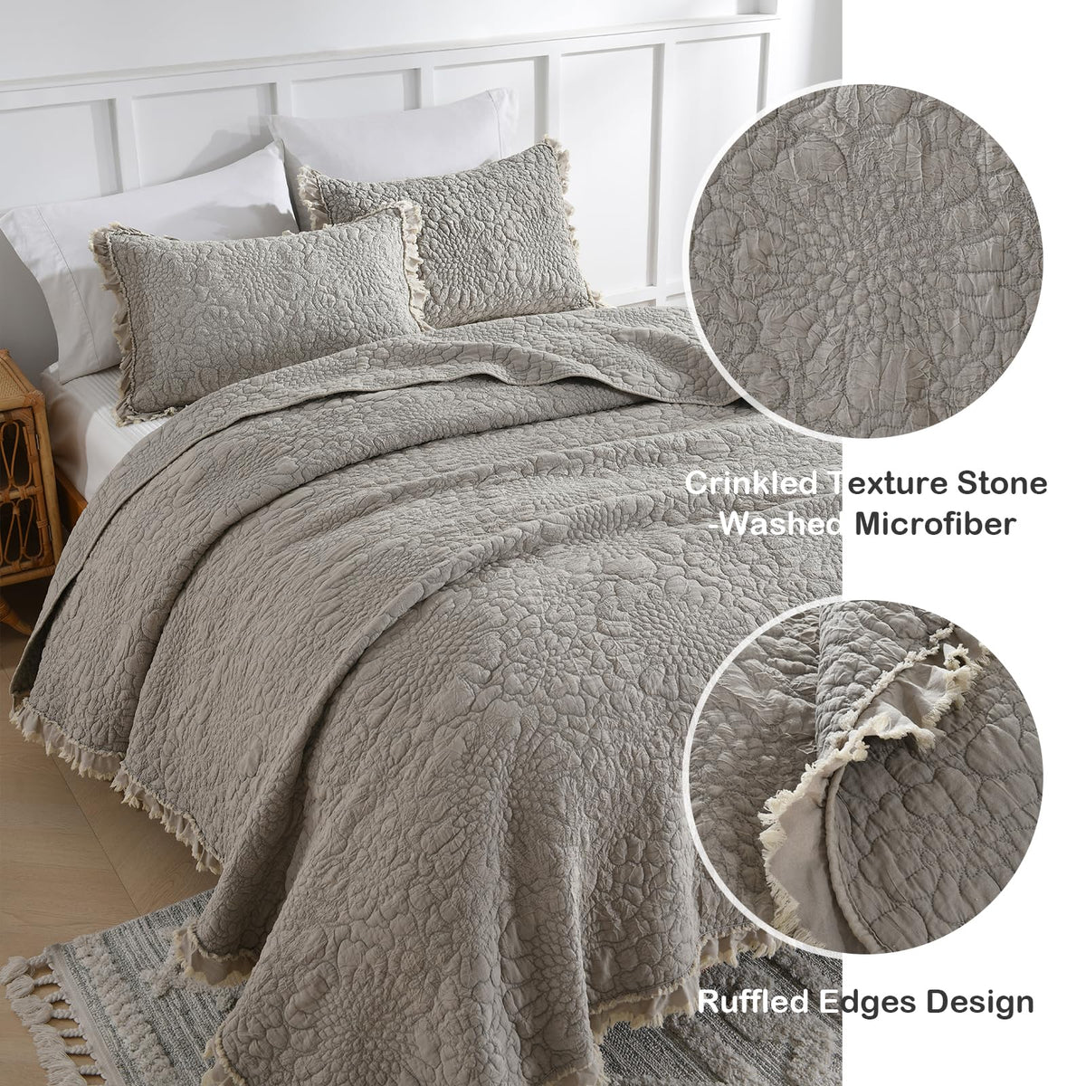 HORIMOTE HOME reversible floral quilt design shown on front and back for versatile styling.