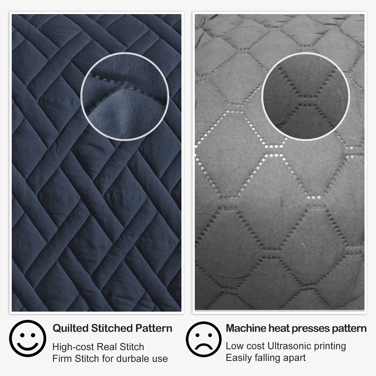 HORIMOTE HOME quilt stitching detail demonstrates durability and neat finish