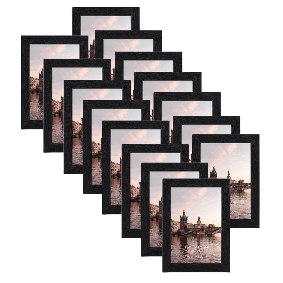 HORLIMER 15-piece black 4x6 frame set ready for wall or tabletop display