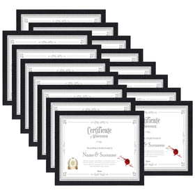 HORLIMER 8.5x11 frame set holds certificates with a sleek black finish.