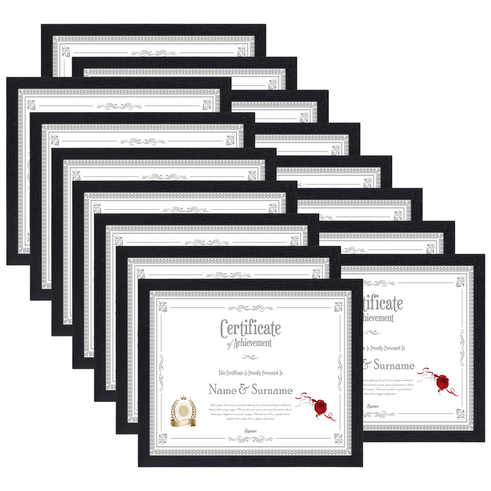HORLIMER 8.5x11 frame set holds certificates with a sleek black finish.