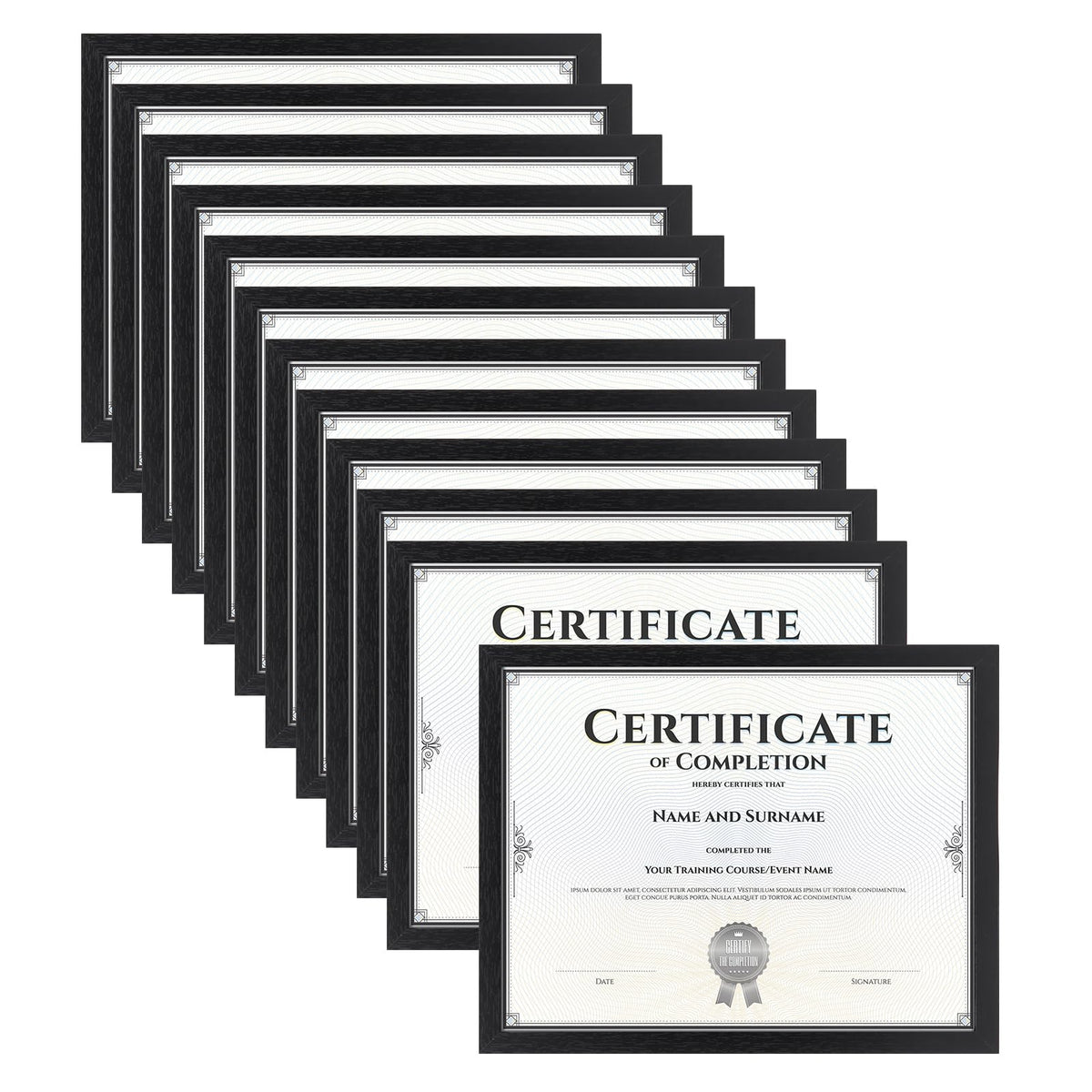 HORLIMER 8.5x11 frame front view displaying certificate with crisp presentation