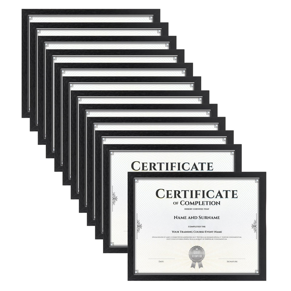 HORLIMER 8.5x11 frame front view displaying certificate with crisp presentation
