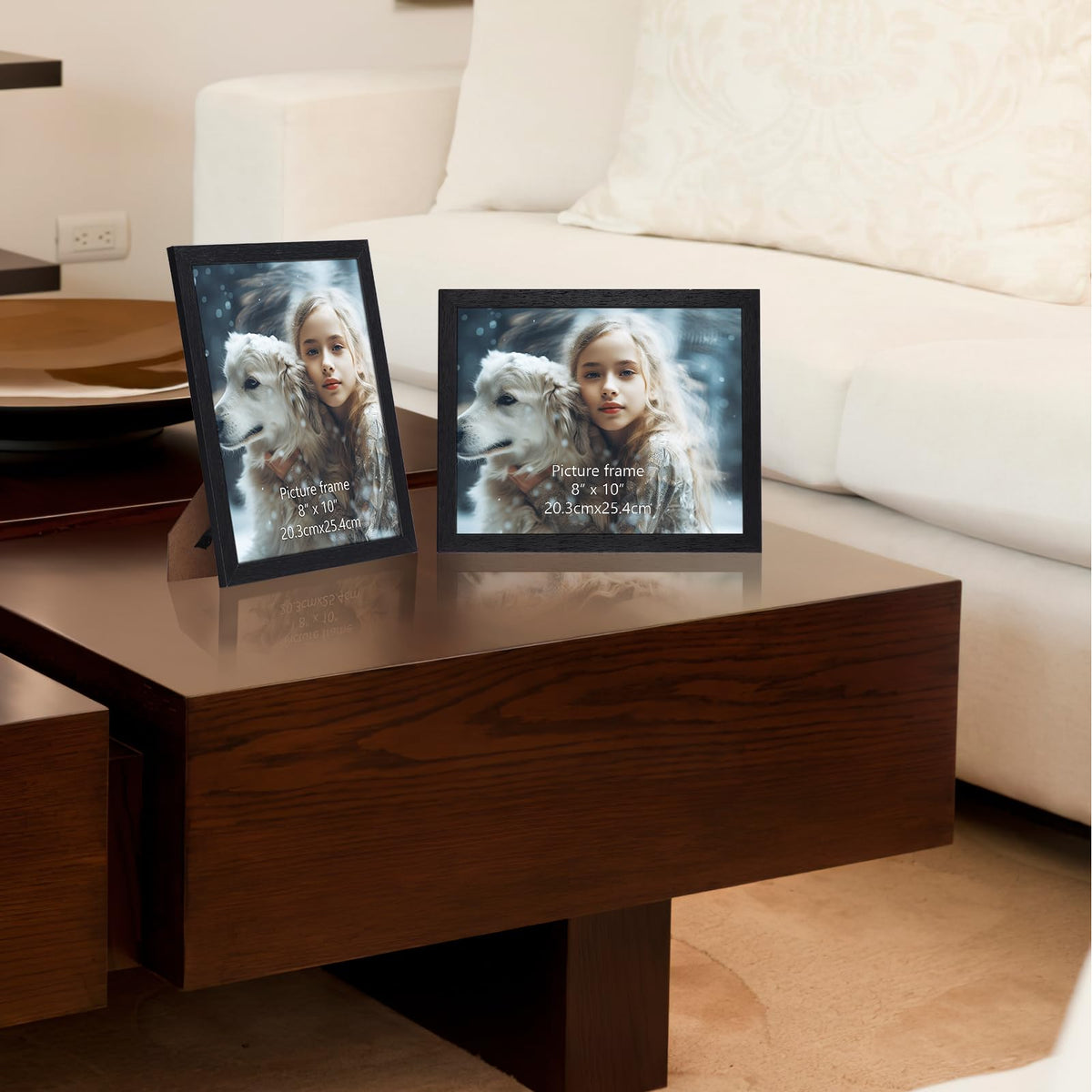 HORLIMER 8x10 frame features two-way stand and hanger for flexible orientation.