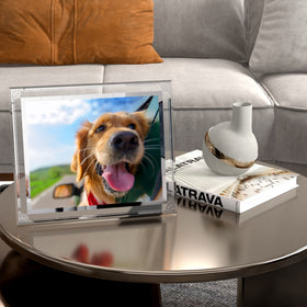 HORLIMER silver-edged frame adds minimalist decor to home or office.