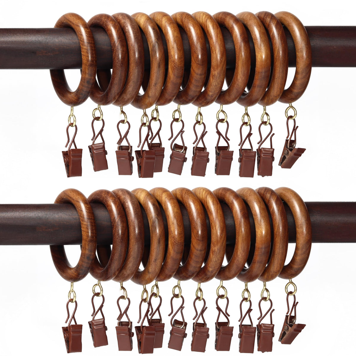 HORNART wooden drapery ring with natural rosewood finish for durable, elegant window styling.