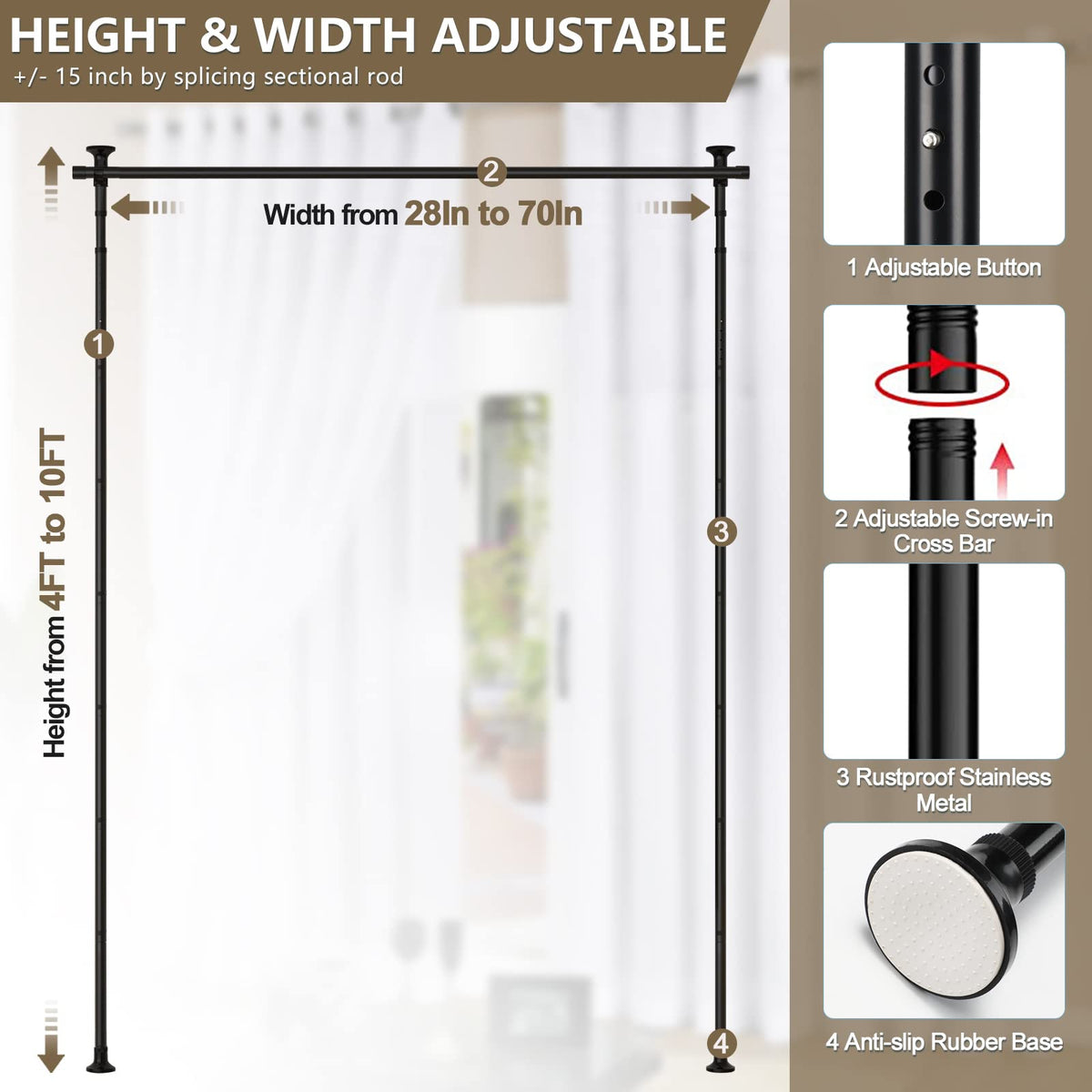 Horse Secret adjustable height and width demonstrate versatile fit for any room.