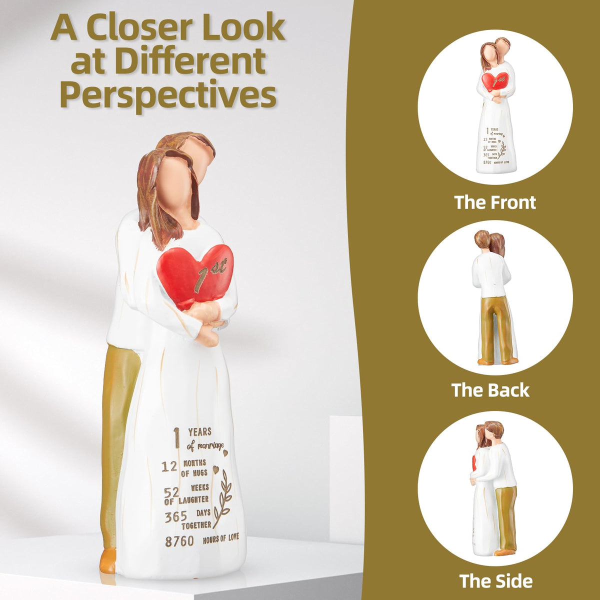 Hosetim engraved milestone text figurine, celebrating years of marriage.