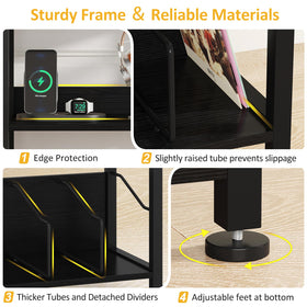 Hosfais 3-tier record stand black finish, versatile style for any room