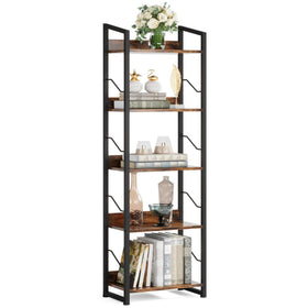 Hosfais 5-tier tall bookshelf with edge protection for secure display.