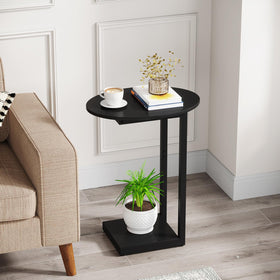 Hosfais end table with black wood top and sturdy frame for daily use