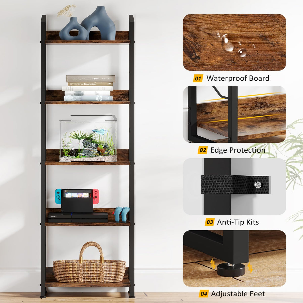 Hosfais industrial metal frame for sturdy, long-lasting organization.
