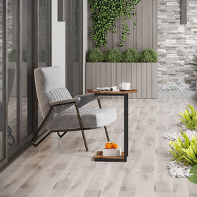 Rustic brown finish of Hosfais table complements many decor styles.