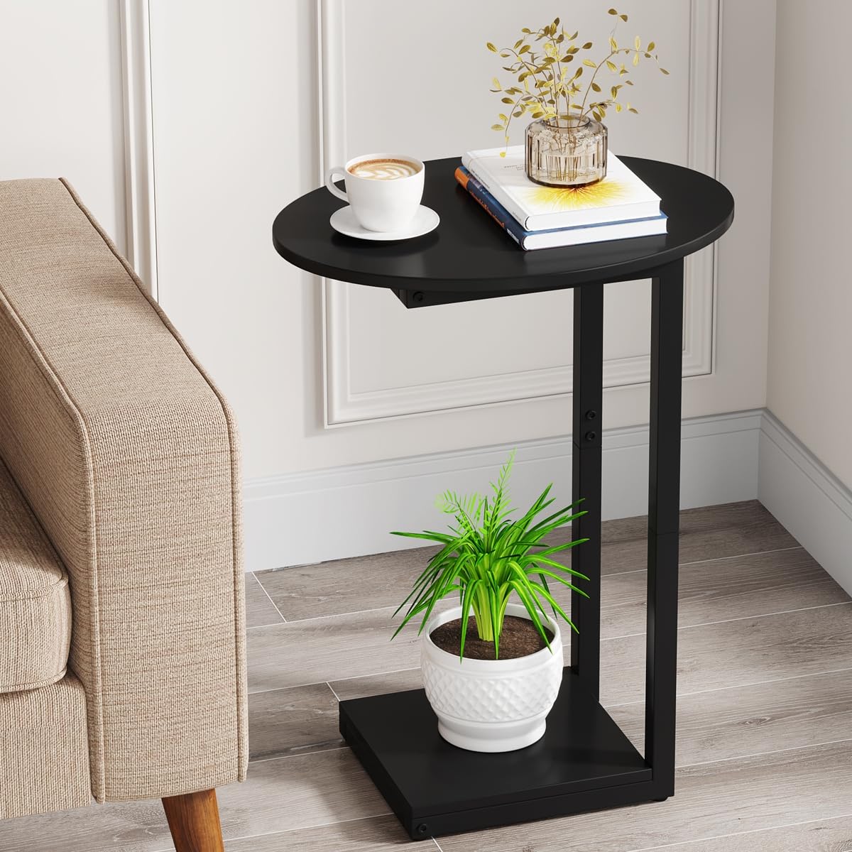 Hosfais small side table in assembly mode, easy setup for quick use