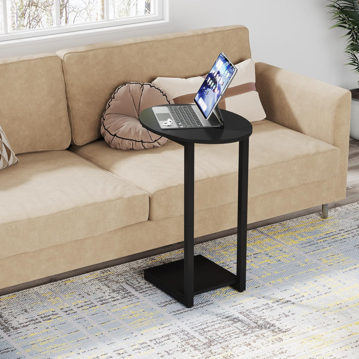 Hosfais space-saving design placed beside couch to maximize small spaces