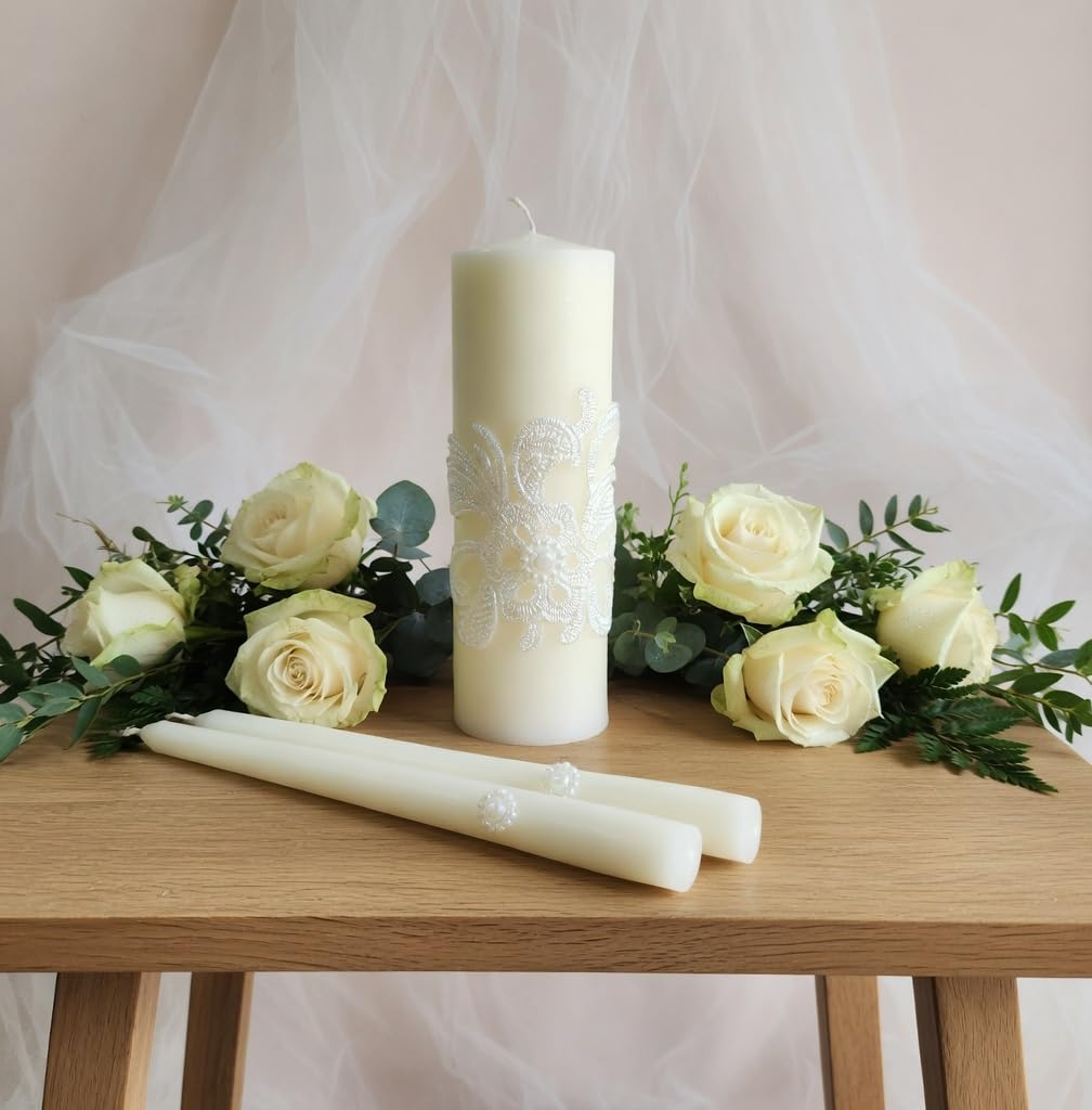 Hosley 11.5-inch unity candle set for ceremony lighting