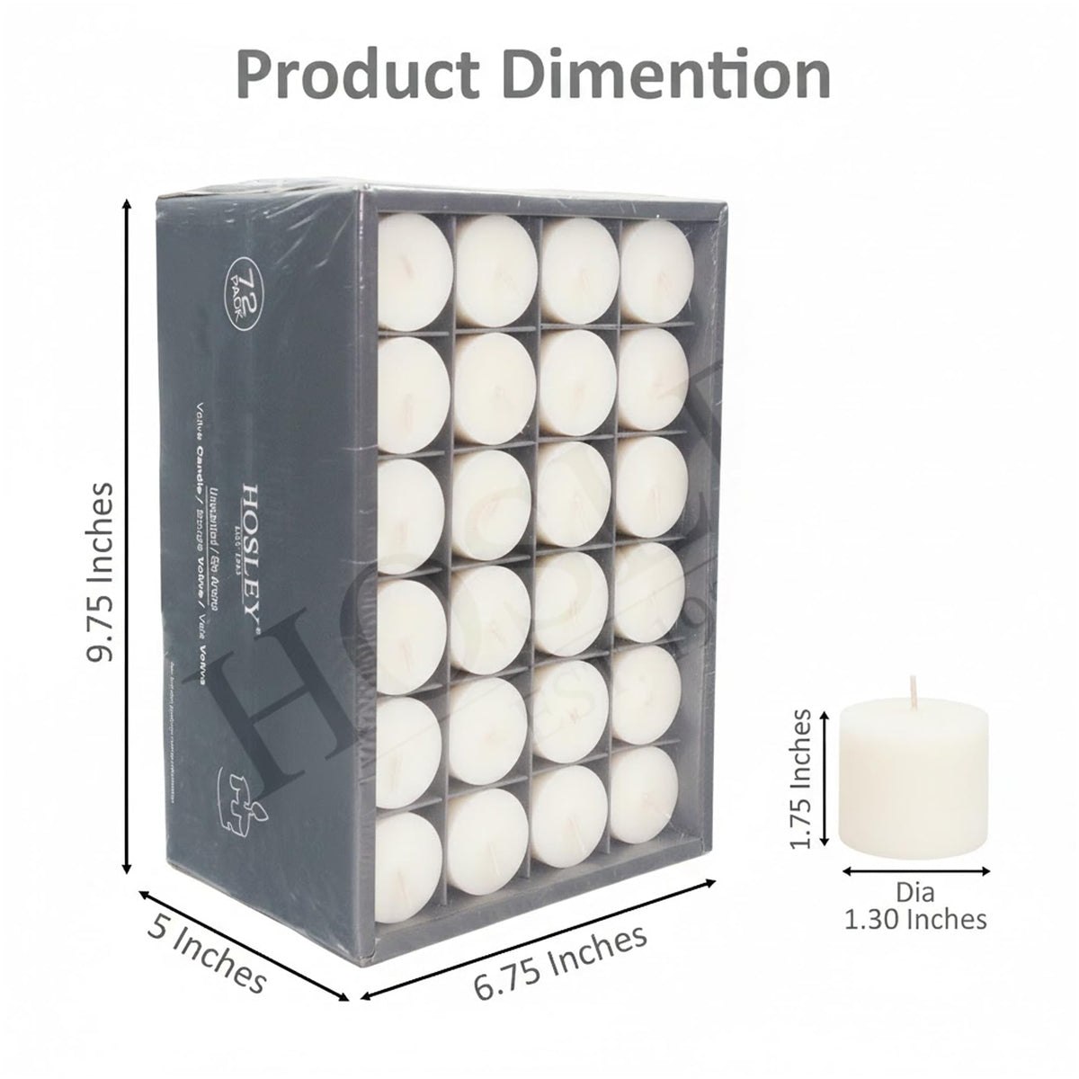Hosley standard votive holder-compatible candles for glass displays.