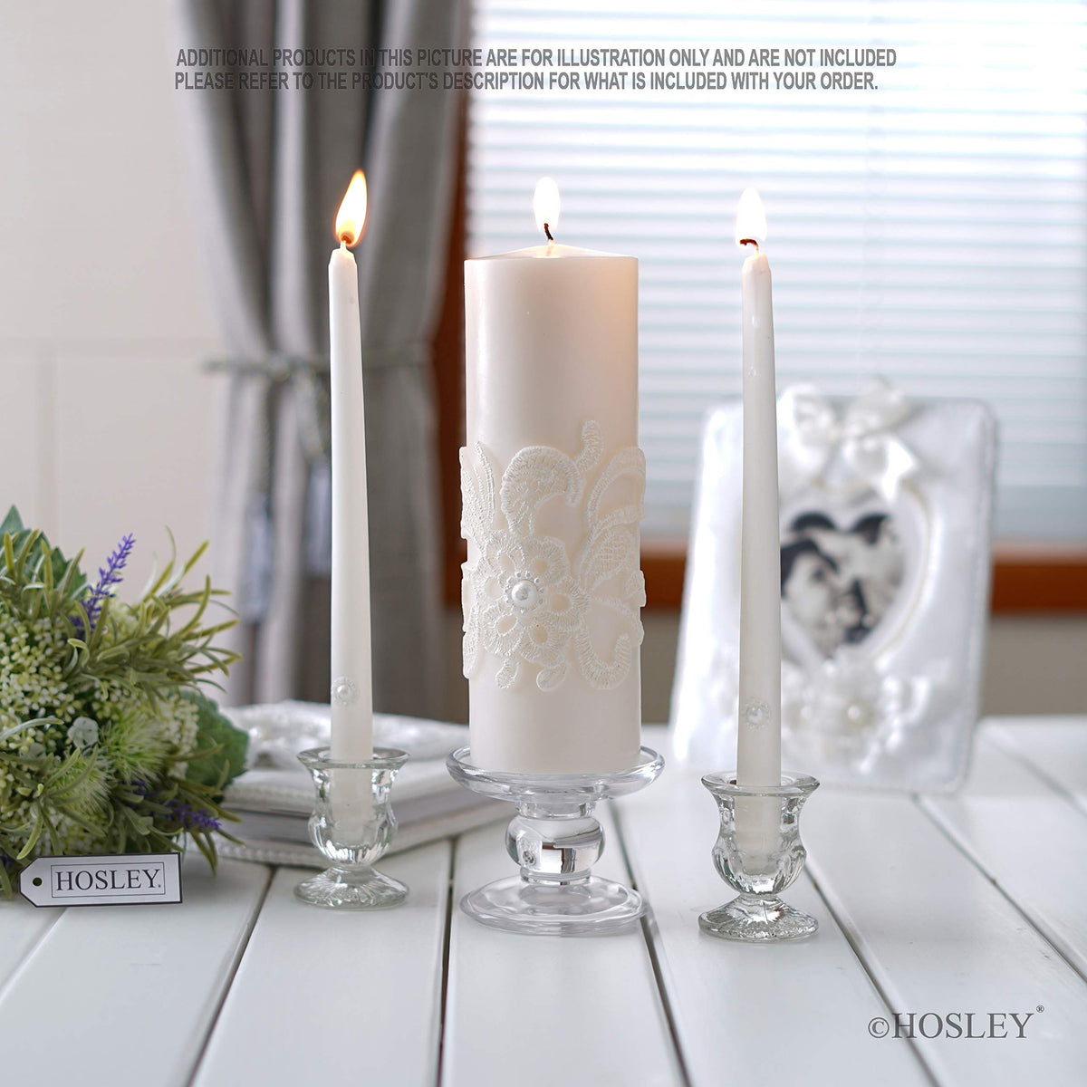 Hosley cream taper candle left to frame ceremony glow