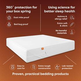HOSPITOLOGY Box Spring Encasement fabric close-up showing stretchable knit for simple installation.