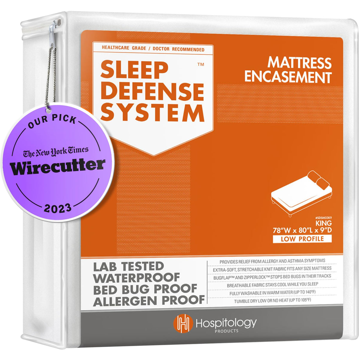 HOSPITOLOGY PRODUCTS waterproof king mattress encasement protects against spills and stains.