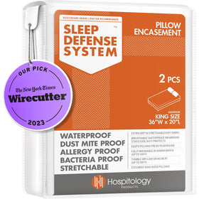 HOSPITOLOGY PILLOW ENCASEMENT with zipper offering waterproof king pillow protection.