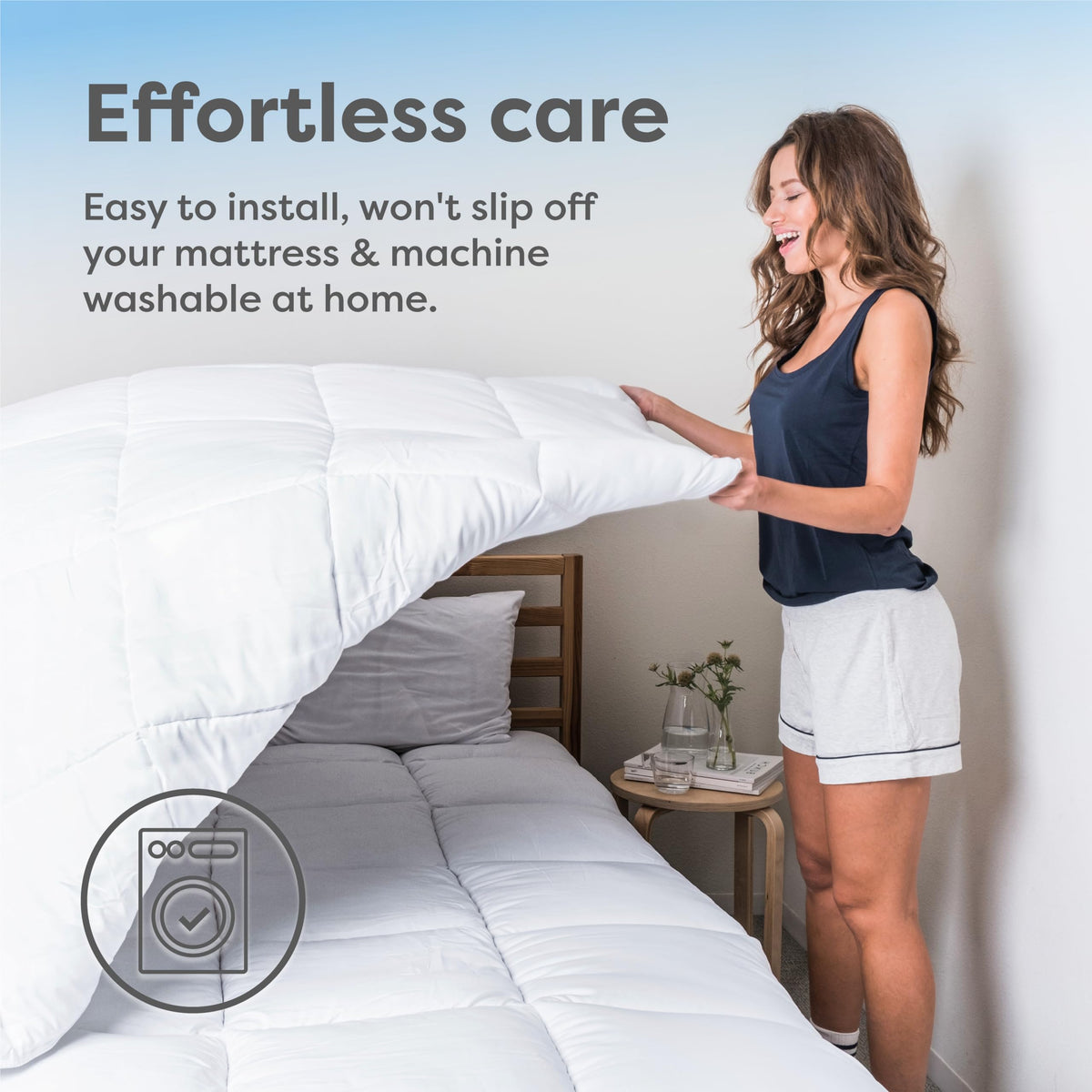 HOSPITOLOGY PRODUCTS two way stretch fabric ensures a snug fit on tall mattresses