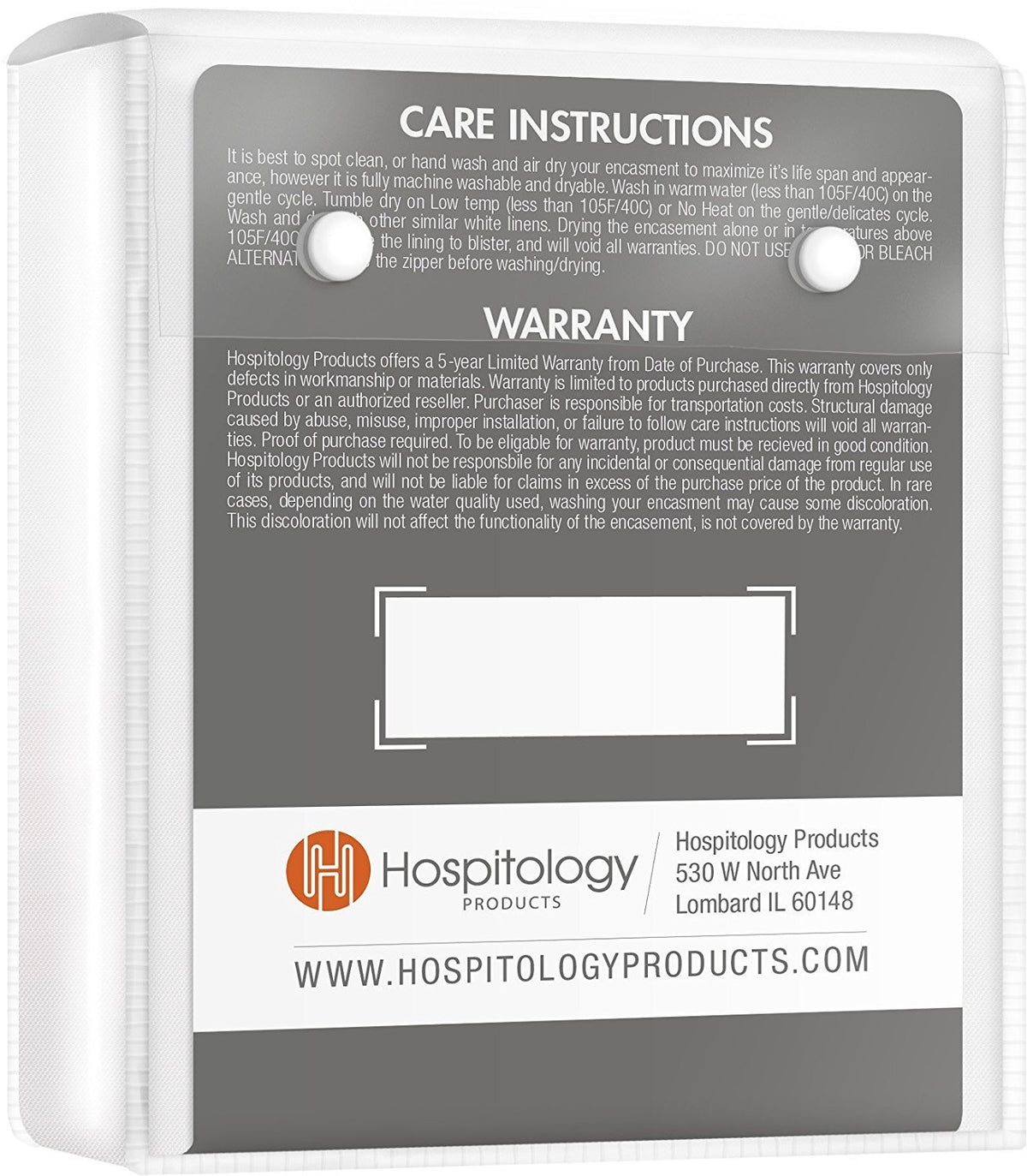 HOSPITOLOGY PRODUCTS waterproof membrane shows through for breathable, cool sleep.