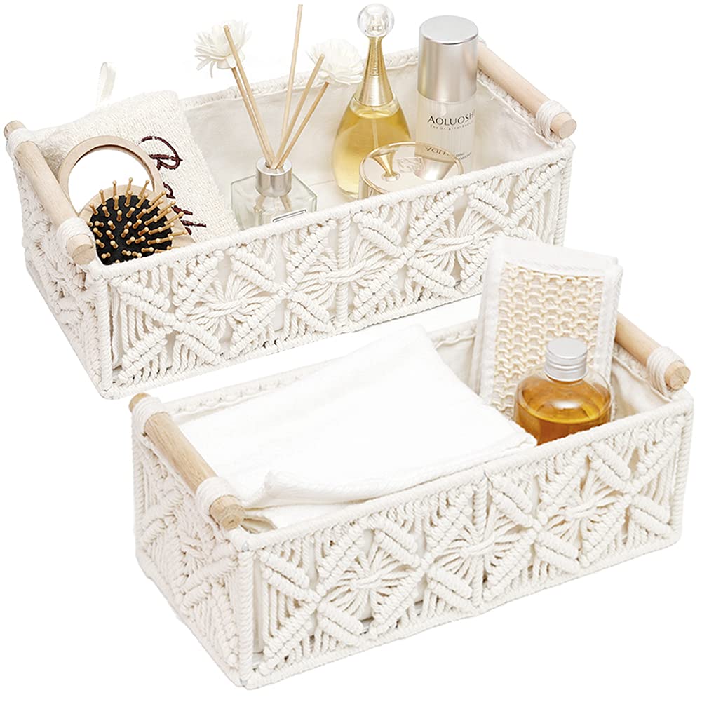 HOSROOME macrame basket handmade weave for stylish storage