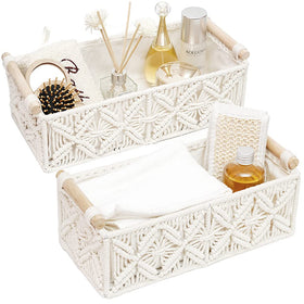 HOSROOME macrame basket handmade weave for stylish storage