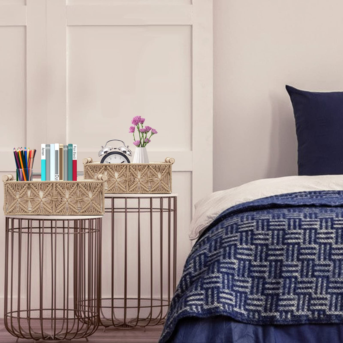 HOSROOME macrame basket nursery-decor adds soft boho charm and practicality
