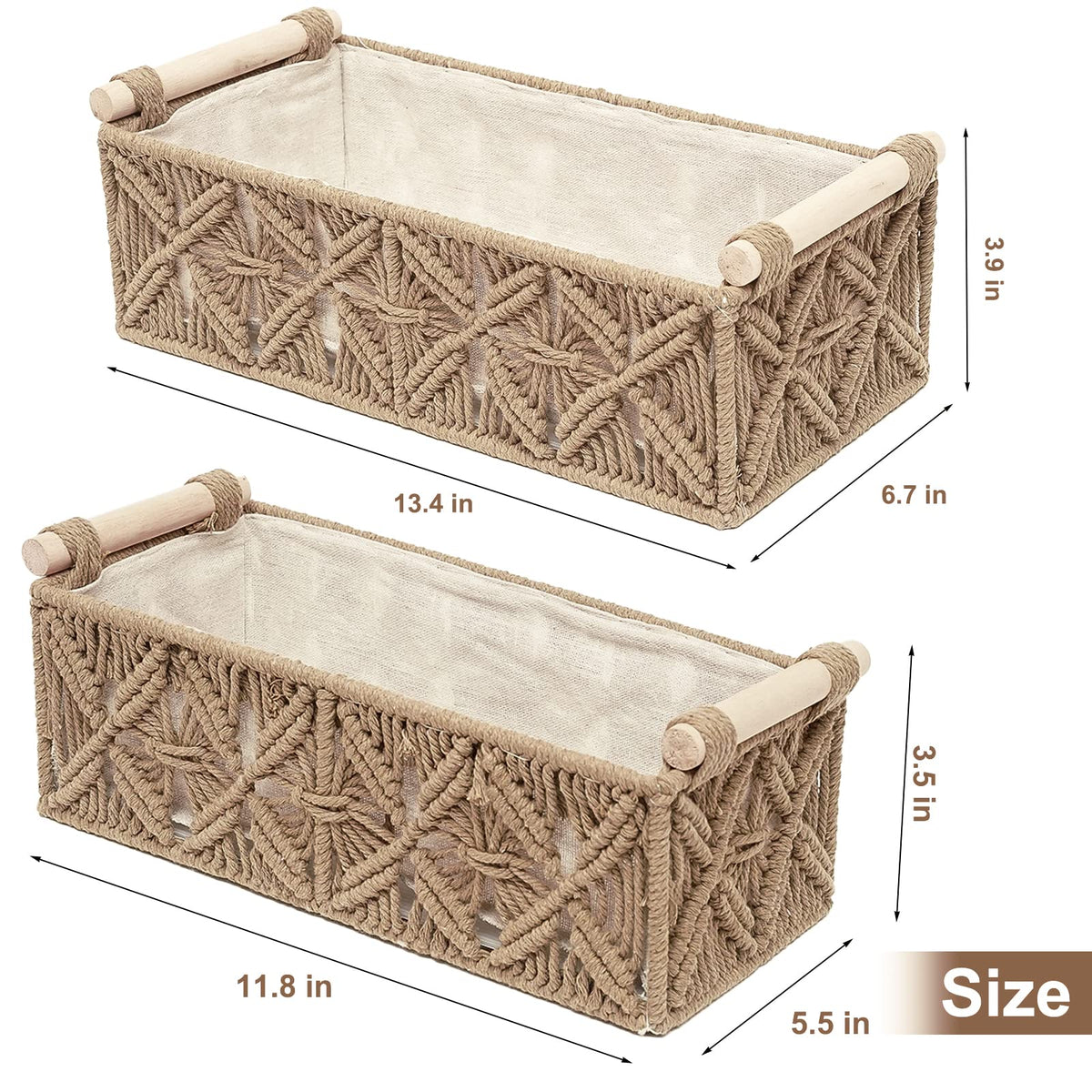 HOSROOME macrame basket shelf-display complements storage on shelves
