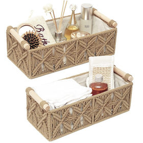 HOSROOME macrame storage basket set of two for stylish home organization