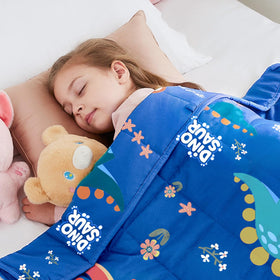 Hosukko weighted blanket blue dinosaur full view for cozy evenings.