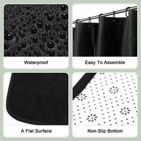 Hosuly toilet lid cover in black matches the set for a polished look.