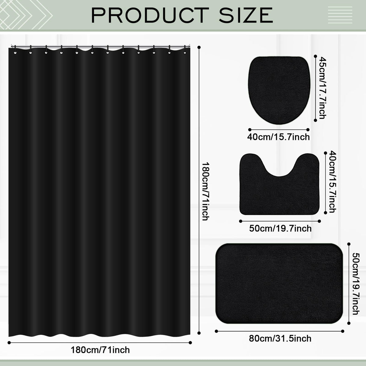 Hosuly u-shaped toilet rug black provides soft, non-slip comfort.