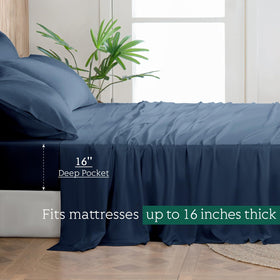 HOT SLEEPER SHEETS fitted 16-inch pocket closeup demonstrates secure mattress fit.
