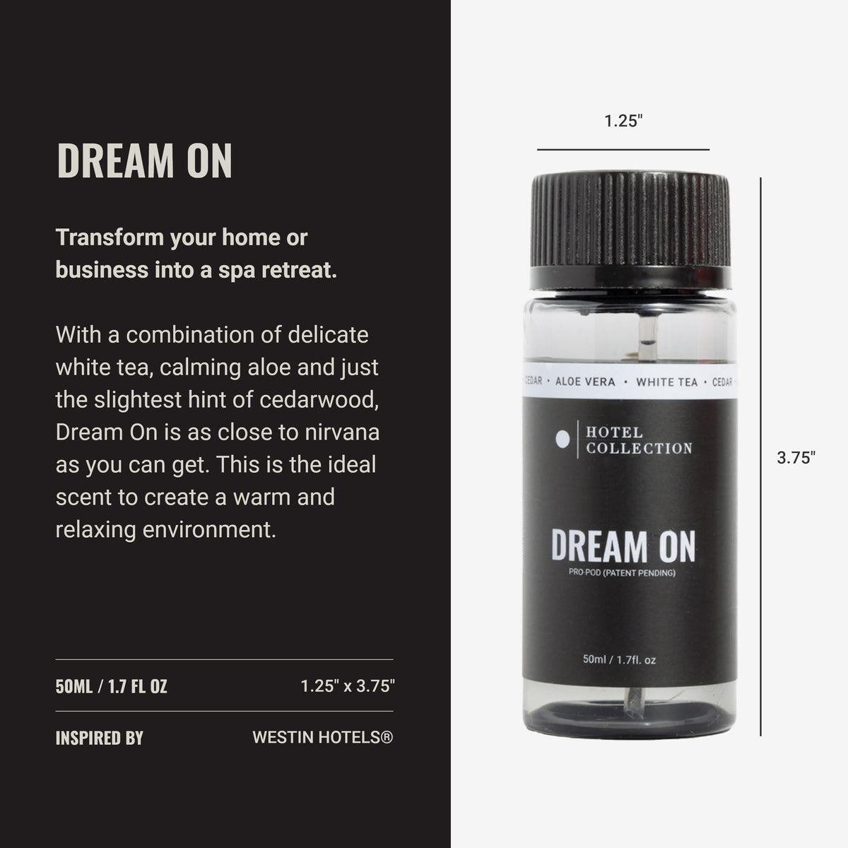 Hotel Collections Dream On Pro-Pod diffuser oil amber warmth enhances evening relaxation.