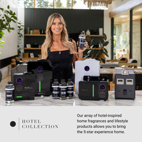 Hotel Collections Midnight in Paris diffuser setup elevates living room ambience.