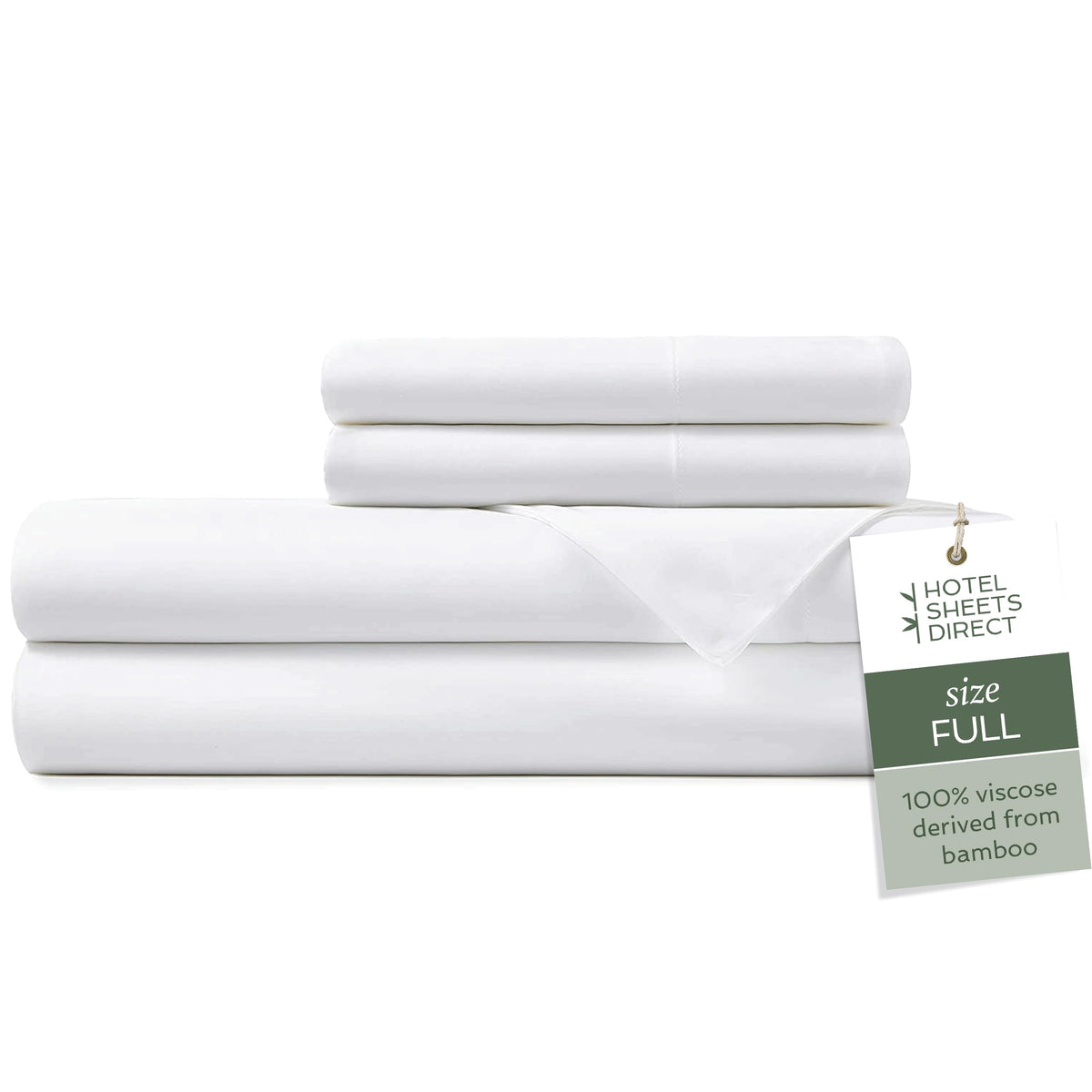 Hotel Sheets Direct bamboo full-set on a bed, offering hotel-like luxury and silky comfort at home.