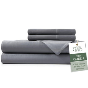 Hotel Sheets Direct bamboo sheets queen front view showcasing luxurious silky softness.