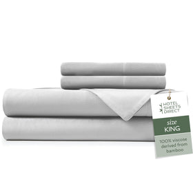 Hotel Sheets Direct king-set soft texture closeup shows silky bamboo fabric for luxurious comfort.