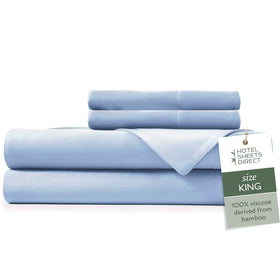 Hotel Sheets Direct king bamboo fitted sheet close-up showing deep-pocket fit.