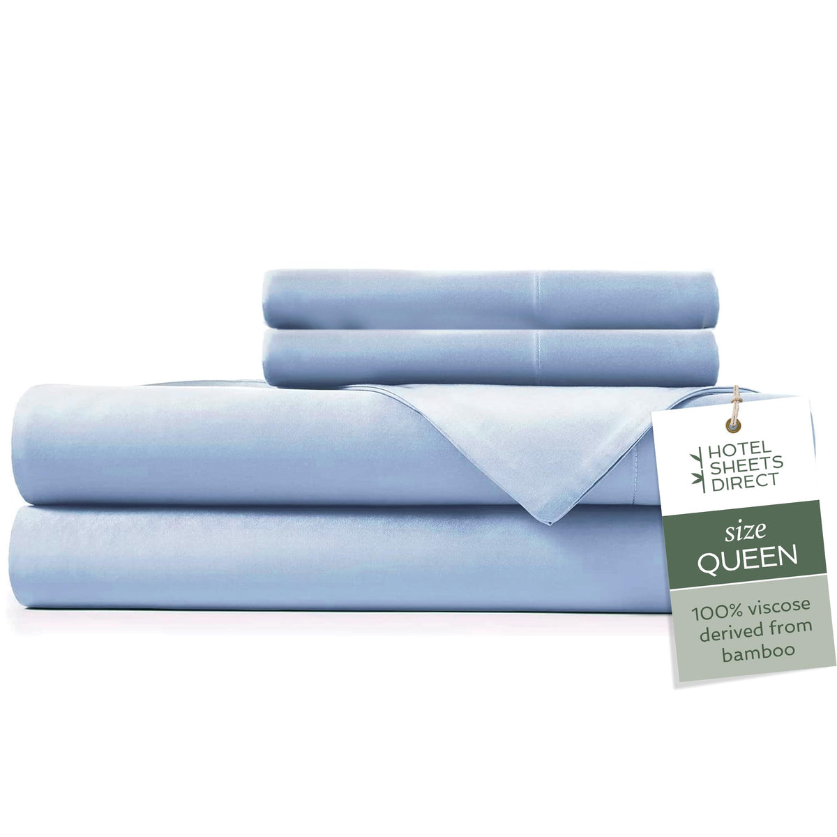 Hotel Sheets Direct 4-piece queen set visual highlights luxury hotel feel for any master bedroom.