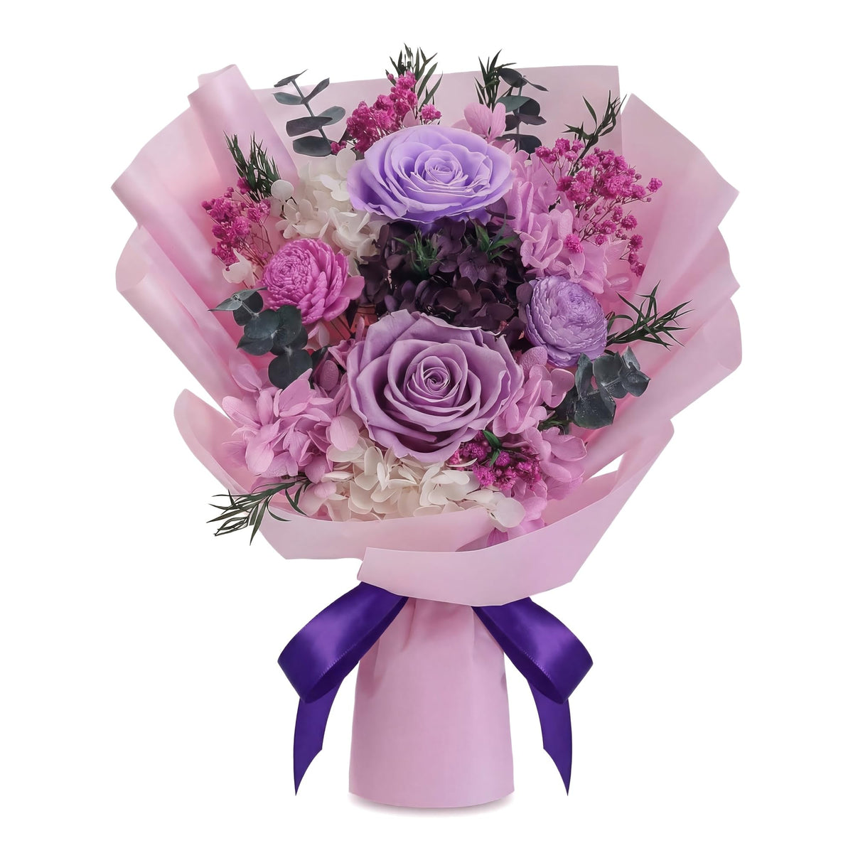 HOTKBO four eternal purple roses in gift box for lasting gifting