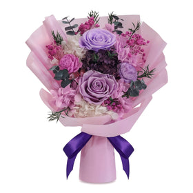 HOTKBO four eternal purple roses in gift box for lasting gifting