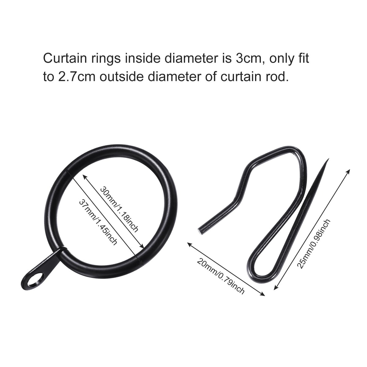 Hotop 60-piece metal drapery pin hooks 25x15mm secure curtain headers