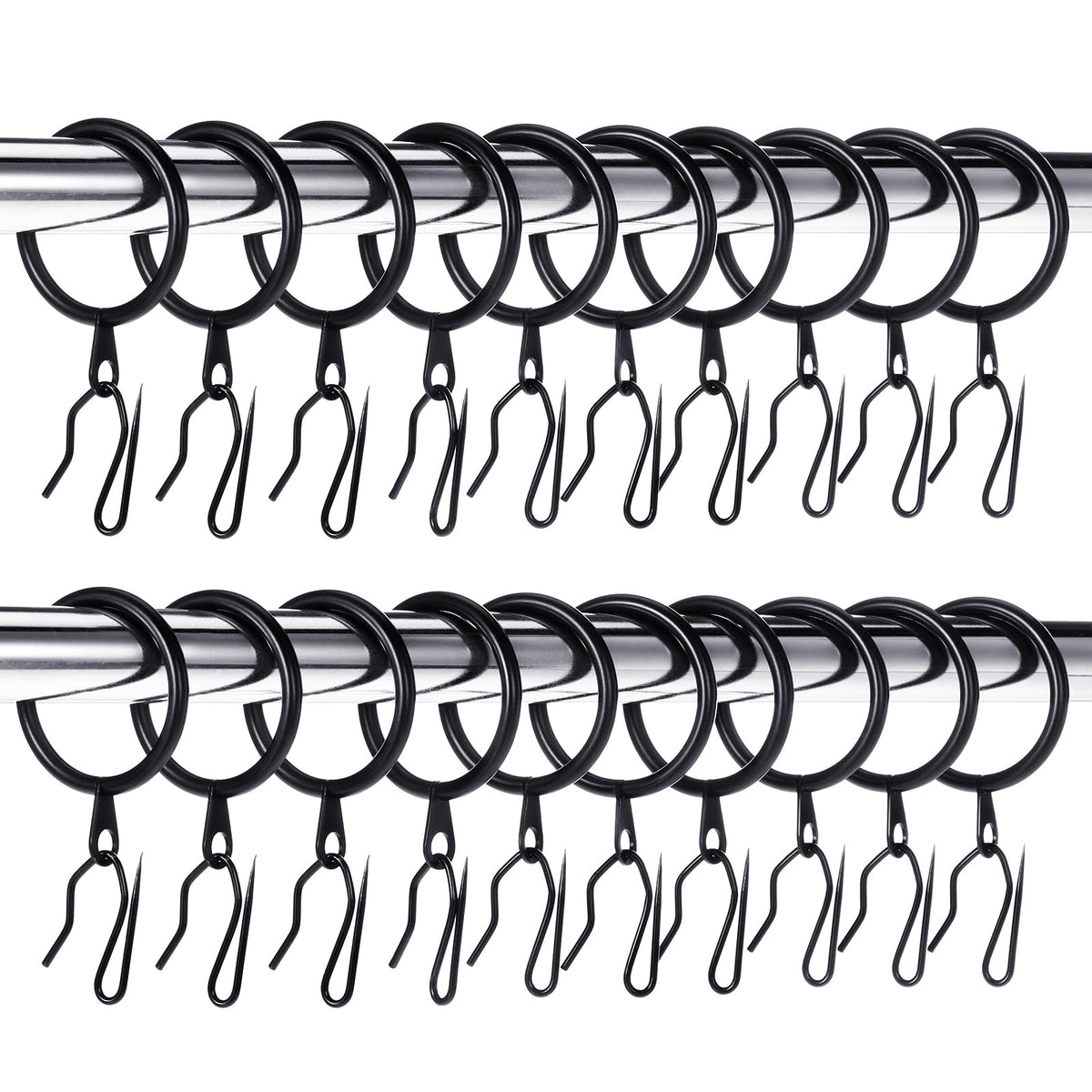 Hotop 60-piece metal drapery rings 32mm clear, smooth movement on standard rods