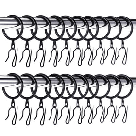 Hotop 60-piece metal drapery rings 32mm clear, smooth movement on standard rods